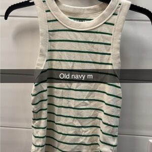 Old Navy White Tank Top with Green Stripes